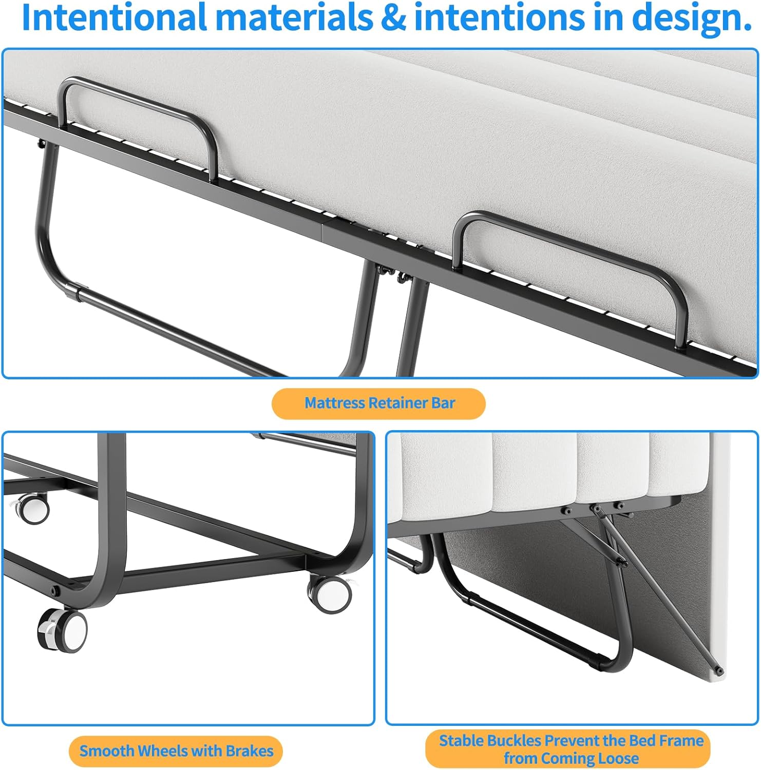 Detalle 2 de RAOGIE 79"×59" Folding Bed with 13 cm Memory Foam Mattress