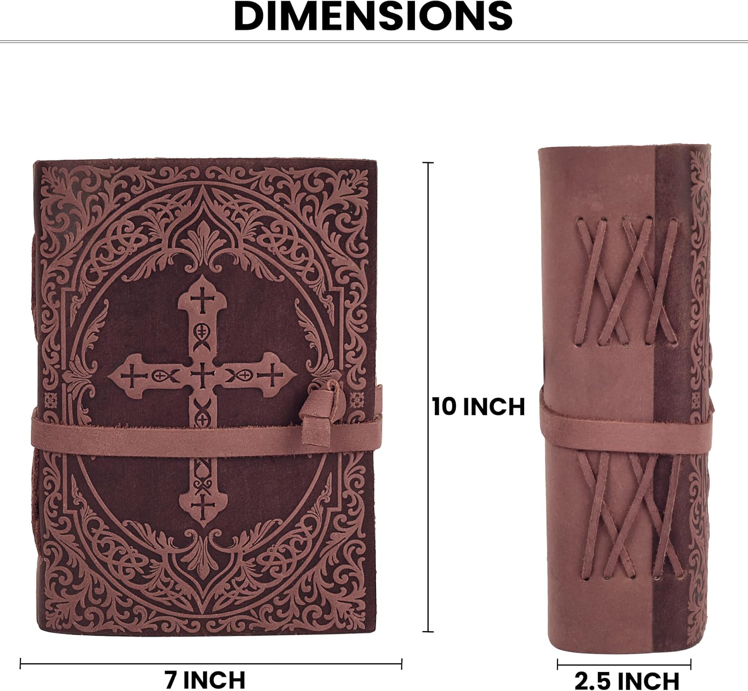 Thumbnail 4 de LEATHER VILLAGE Christian Journal, Fuchsia 7 x 5-Inch Cross-Embossed Leather