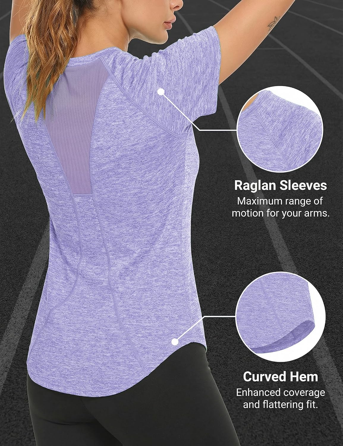 Thumbnail 6 de Wayleb Women’s Sports T‑Shirt Short Sleeve Quick Dry Top
