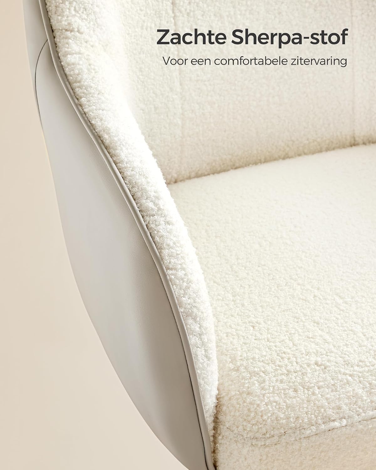 Detalle 2 de SONGMICS TYRA OBG019W01 bureaustoel met teddyfleece, PU en verstelbare zithoogte