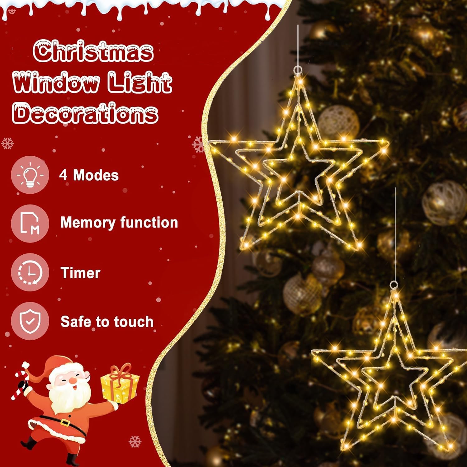Thumbnail 3 de Joysing JS-STAR Christmas Star Window Lights, 2-Pack with Timer