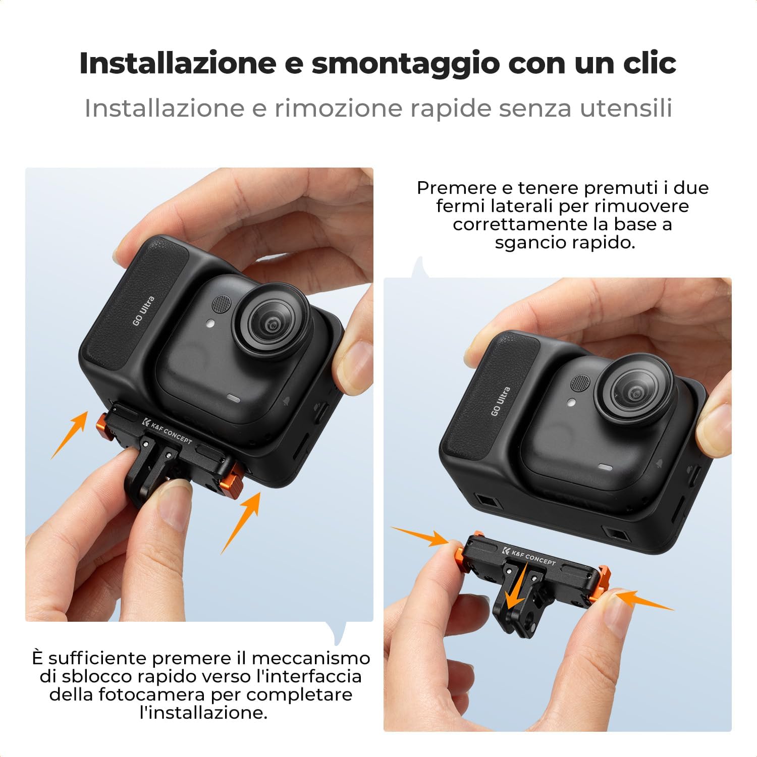 Thumbnail 3 de K&F CONCEPT Adattatore a Sgancio Rapido Magnetico per Insta360 GO Ultra – Base di Espansione 1/4" e Connettore Ribaltabile