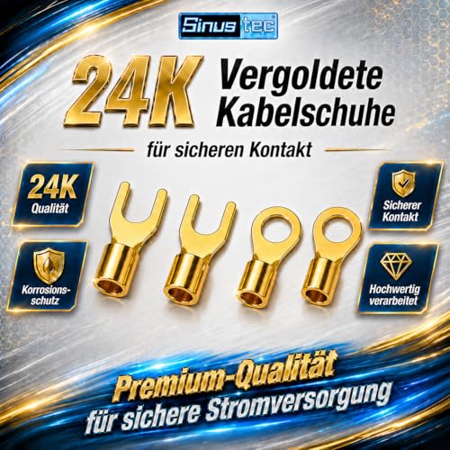 Detalle de Sinustec BCS-600 Car-Hifi Kabelset 6 mm², 5 m – Batteriekabelset inkl. Cinch, Remote, Lautsprecherkabel