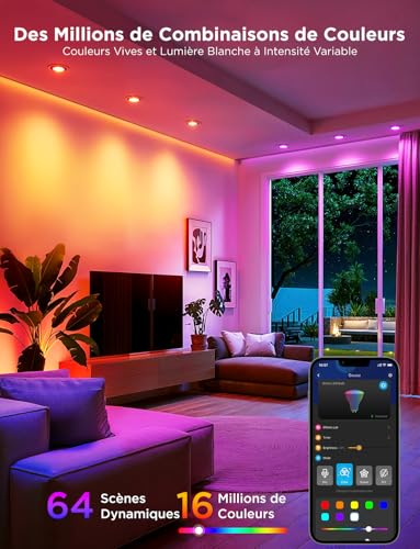 Detalle de Govee Ampoule Connectée WiFi GU10 RGBWW avec Matter — 4 Pack, 400LM, 16 M couleurs, synchronisation musique