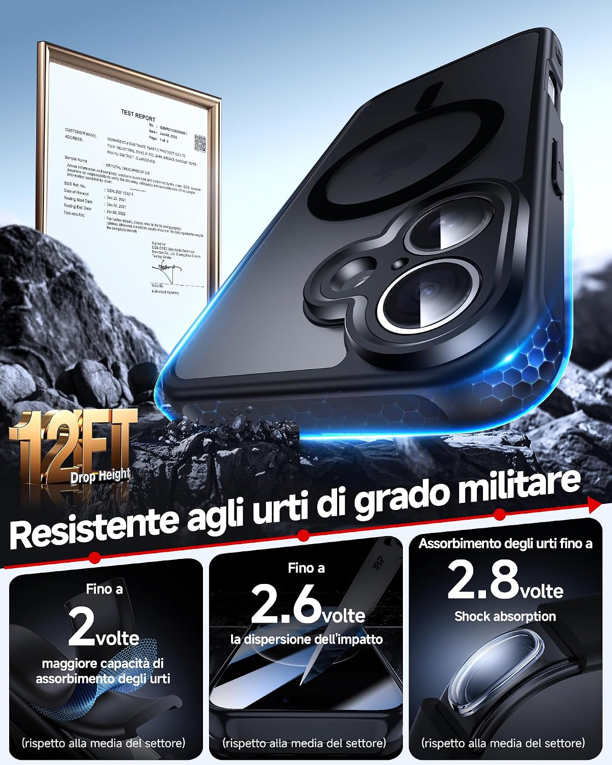 Detalle 2 de LeYi Cover Magnetica per iPhone 16 6,1'' con 2 Pellicole in Vetro Temperato – Nero