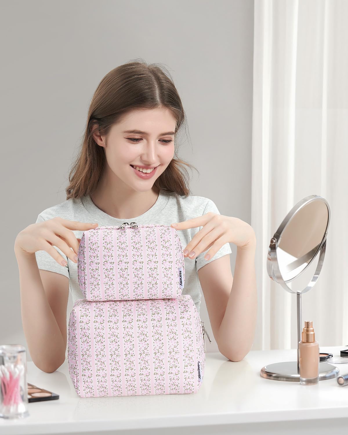 Detalle 2 de Large Makeup Bag Zipper Pouch 22 x 15 x 10 cm
