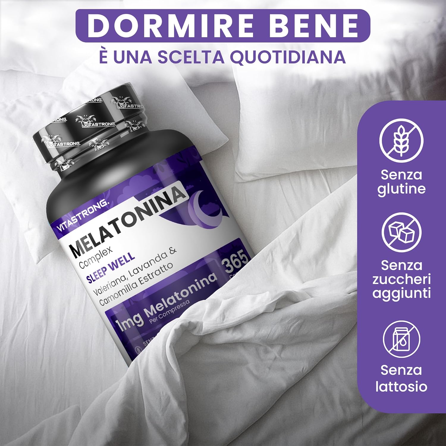 Thumbnail 6 de Melatonina Vitastrong Complex 365 Micro-Comprime 1 mg con Camomilla, Valeriana, Lavanda e Vitamina B6