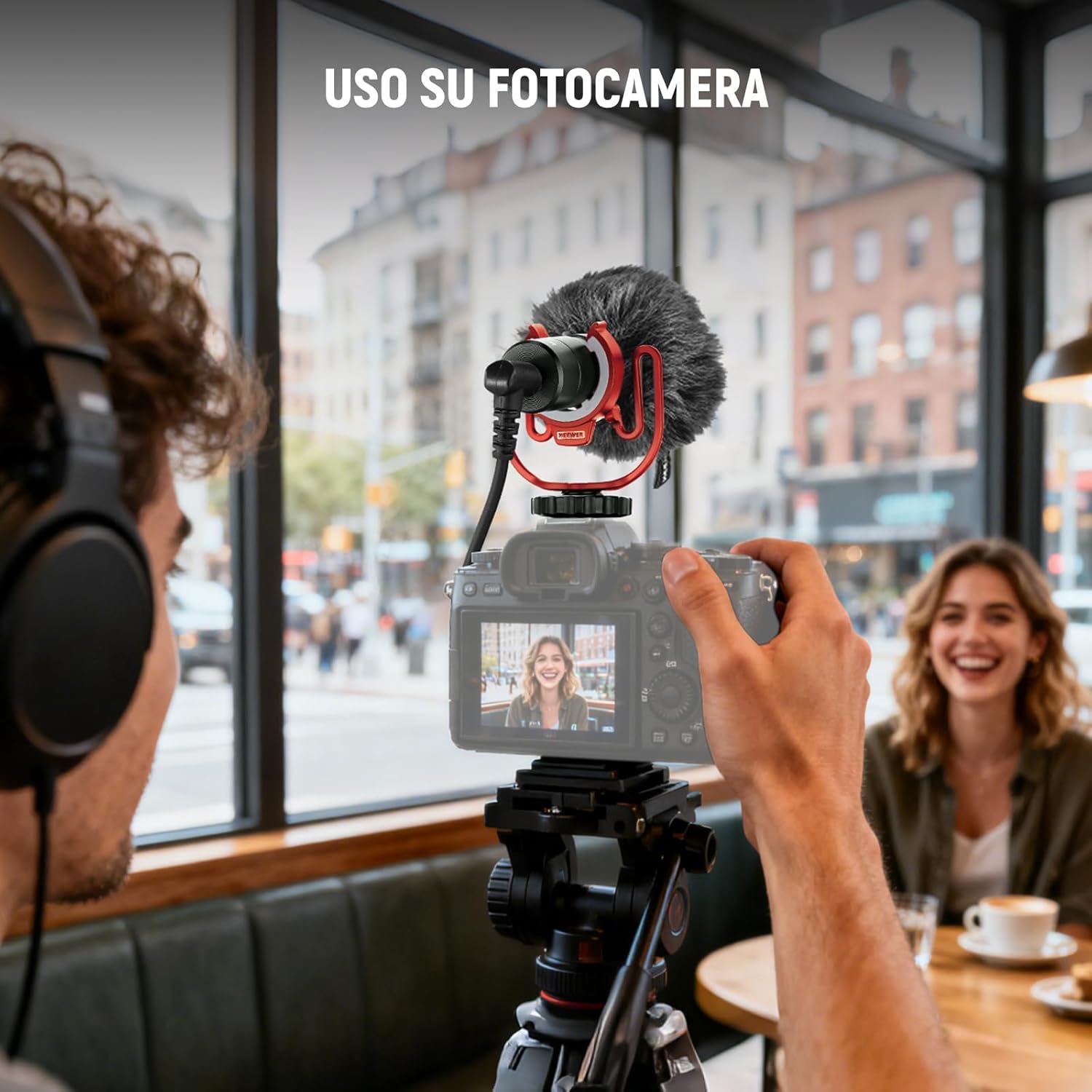 Detalle de Neewer Microfono Vlog Plug & Play mini supercardioide TRS 3,5 mm + USB‑C OTG