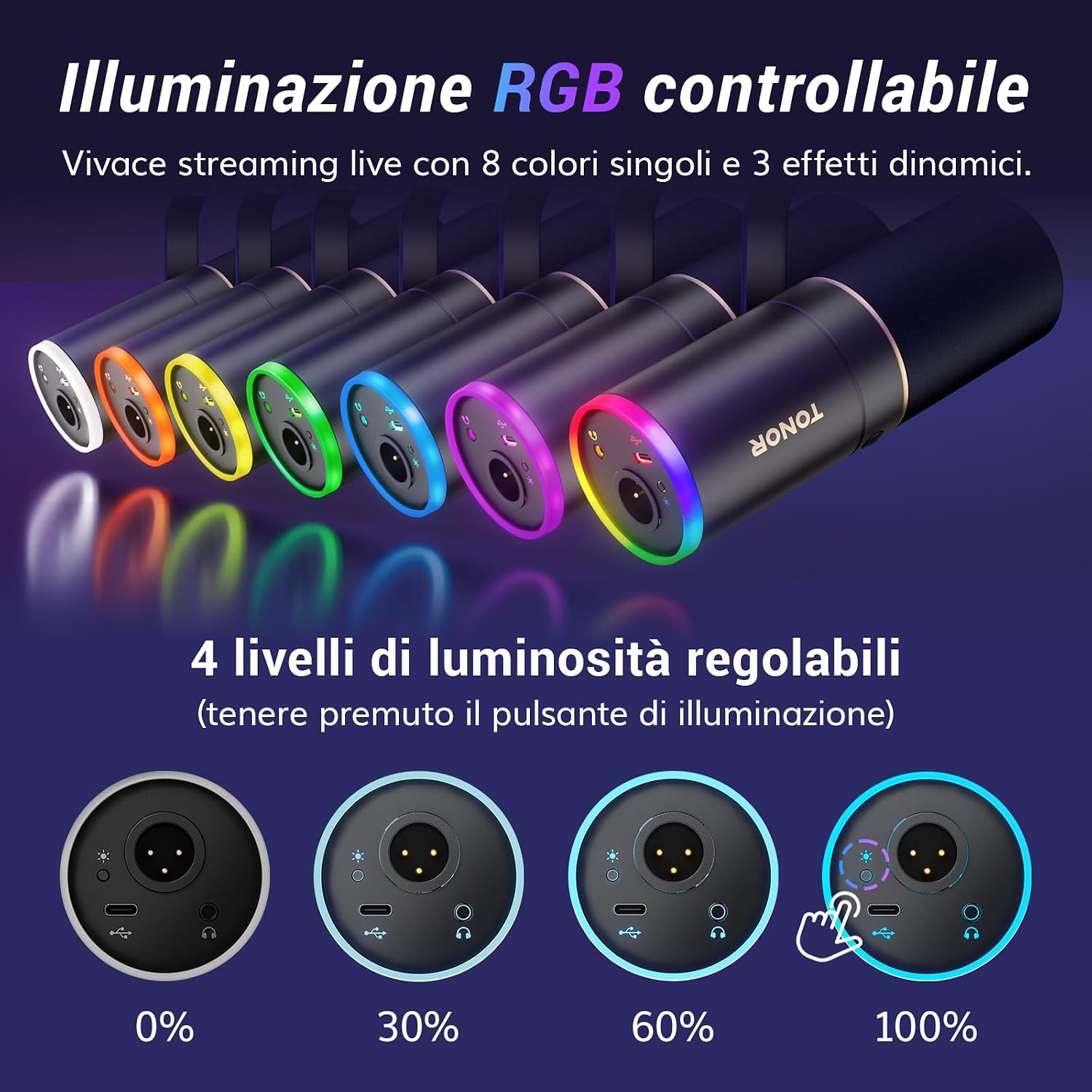 Detalle 2 de TONOR TD520S microfono gaming USB/XLR 200cm