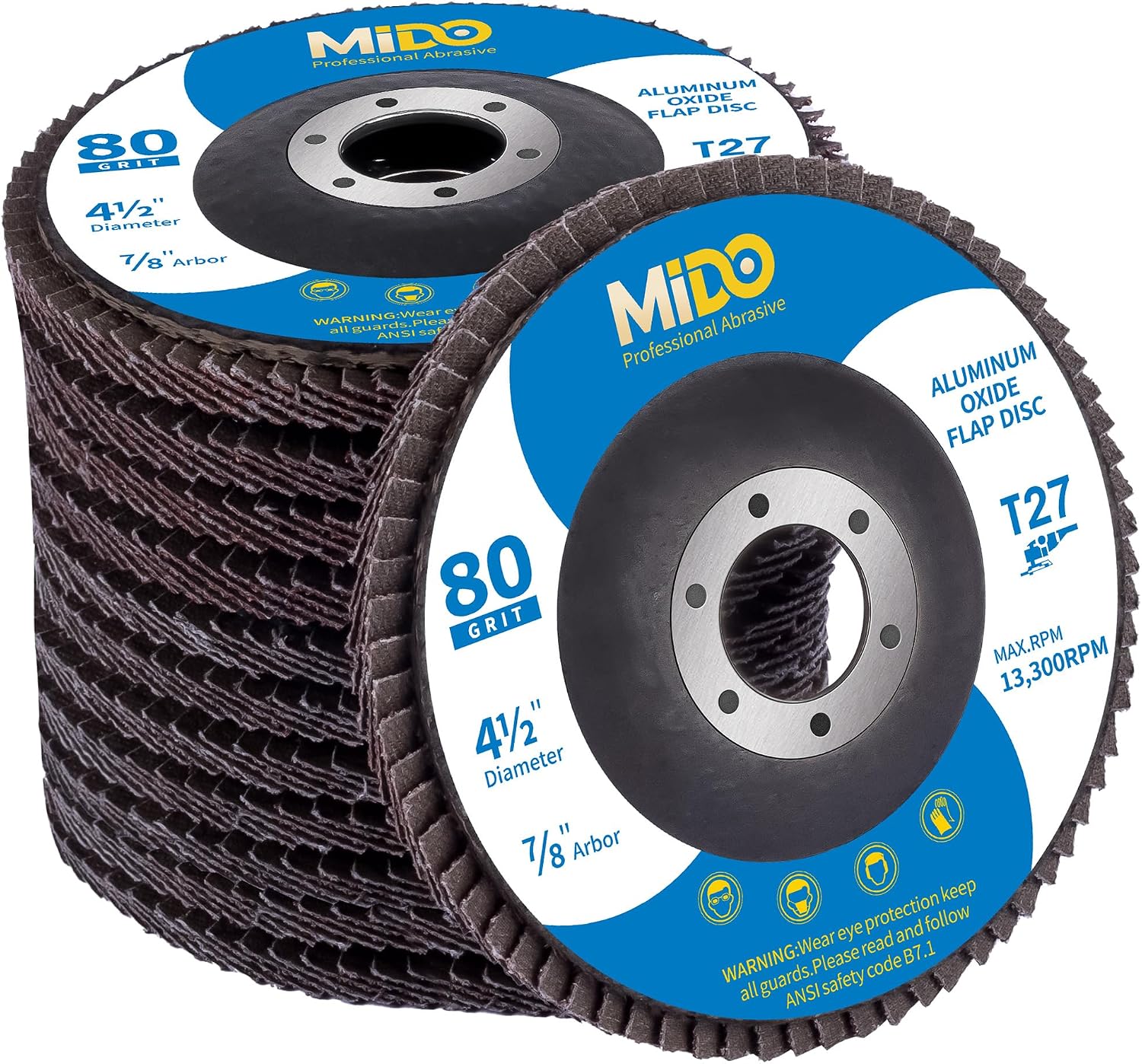 Detalle de MIDO Professional Abrasive Flap Discs 115mm 12 pcs 80 Grit for Angle Grinder