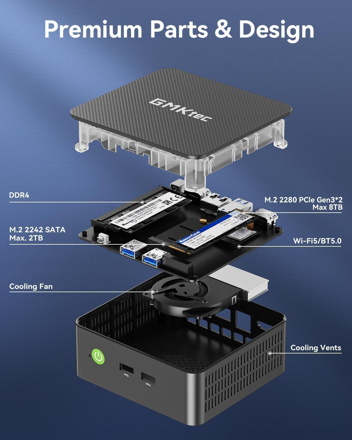 Detalle de GMKtec Mini PC N95 (G3 S) with Beats 3150U: Compact Power for Office, Home, and Pro Use