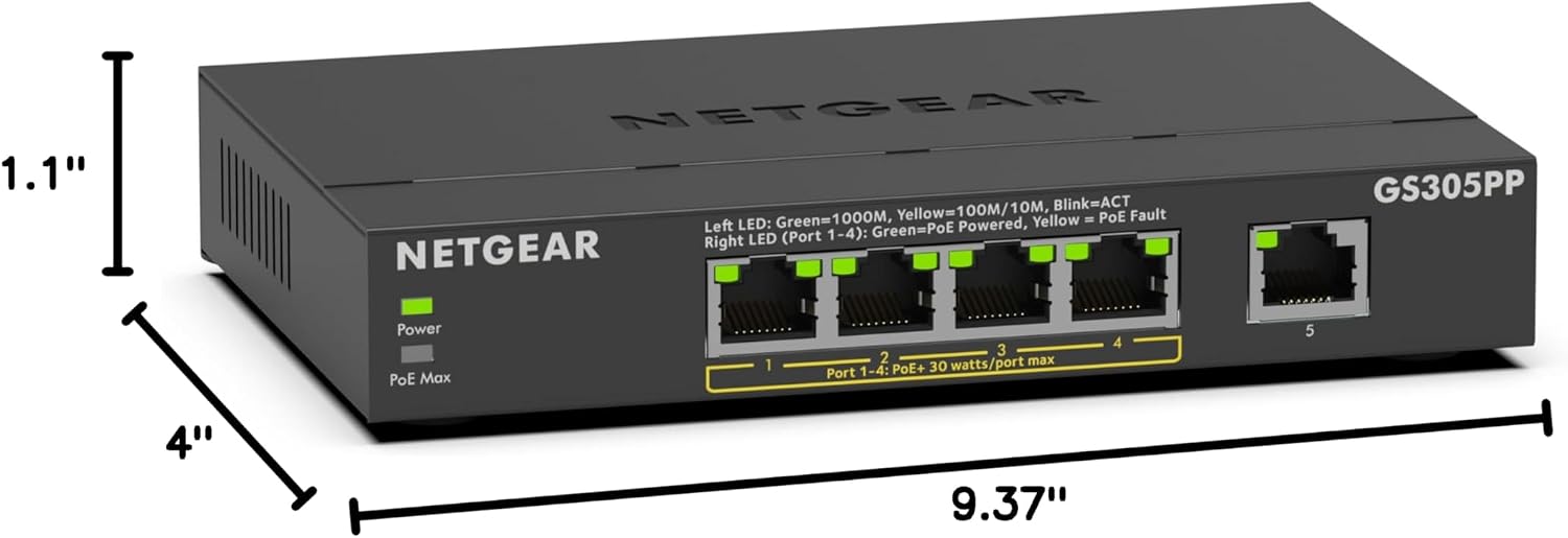 Thumbnail 6 de NETGEAR GS305PP-300NAS 5-Port Gigabit PoE+ Unmanaged Switch, 83W