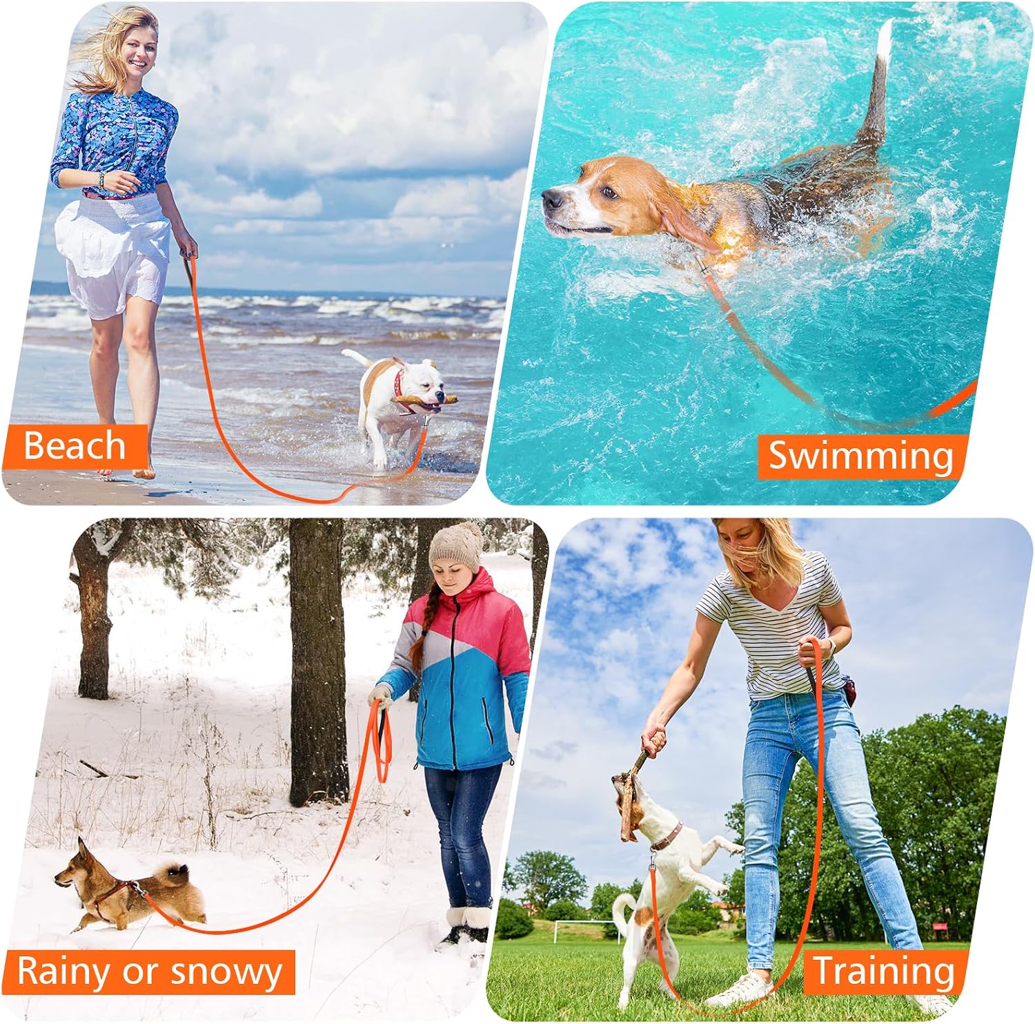 Thumbnail 6 de X XBEN Waterproof Training Lead for Dogs (5M/16FT) – rubberised long line with padded handle for recall & obedience