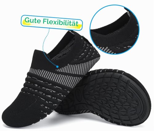 Detalle de SAGUARO Hausschuhe Kinder Jungen Hüttenschuhe & Badeschuhe - Schwarz, Gr. 32/33 (EU) – rutschfest & atmungsaktiv