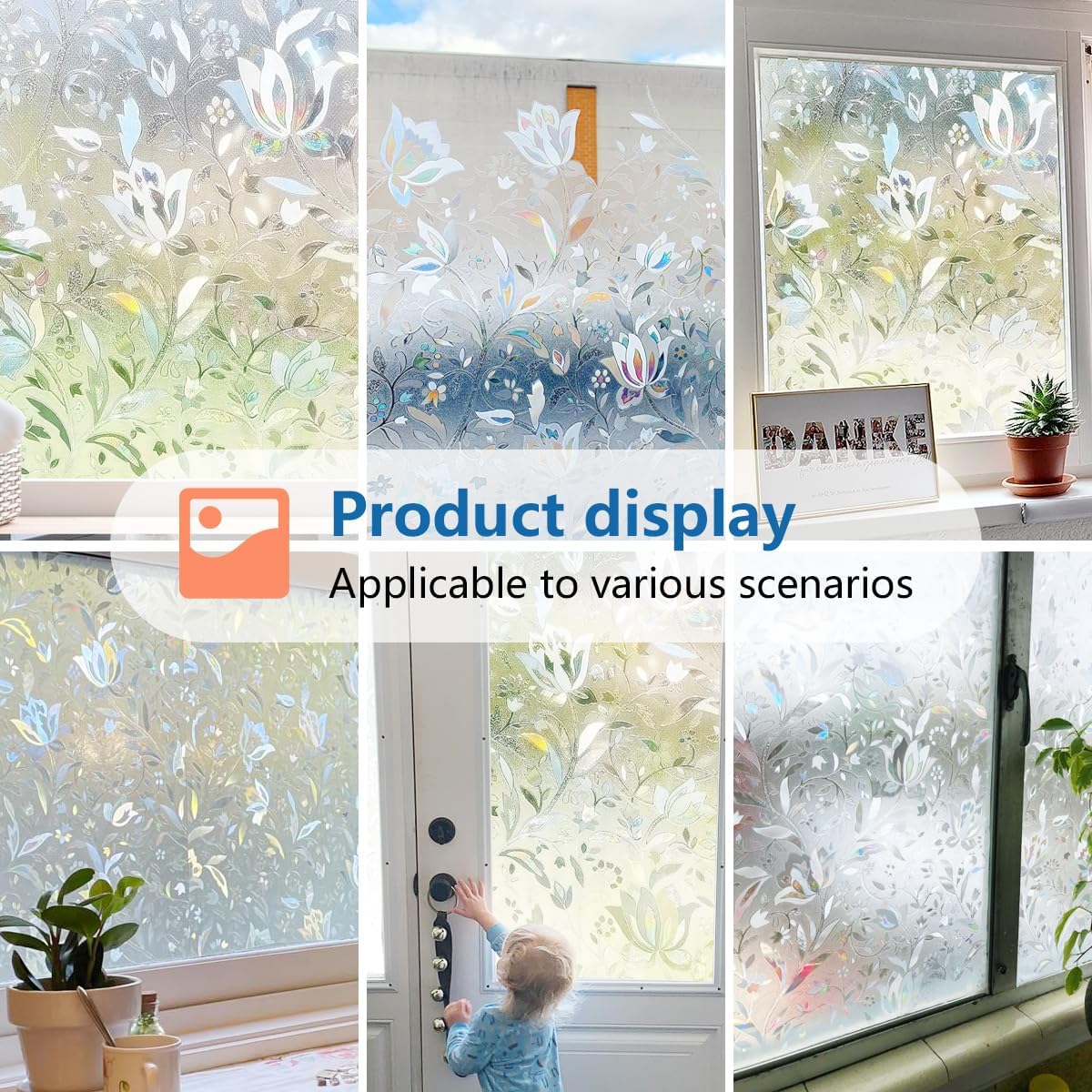 Detalle 2 de Zindoo Privacy Window Film Stain Glass – No-Glue Static Window Cling (60 x 200 cm)