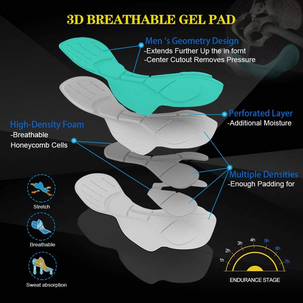Detalle de MEETWEE Pantaloni da Ciclismo Uomo con Cushion 3D Gel – Lunghi, MTB, traspiranti