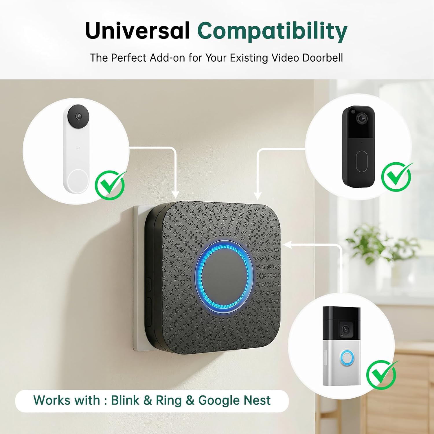 Detalle 2 de Satisure 3 in 1 Smart Wireless Doorbell Chime 150–200m