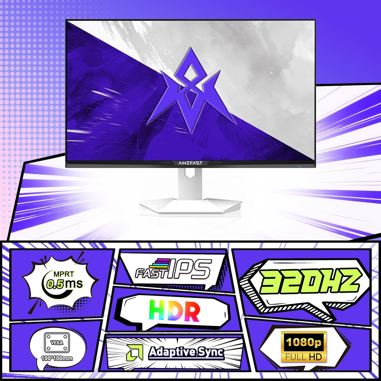 Detalle de AMZFAST AMZG25F6F Gaming-Monitor (25 Zoll, 1920x1080, 320 Hz, Fast IPS, Adaptive Sync)