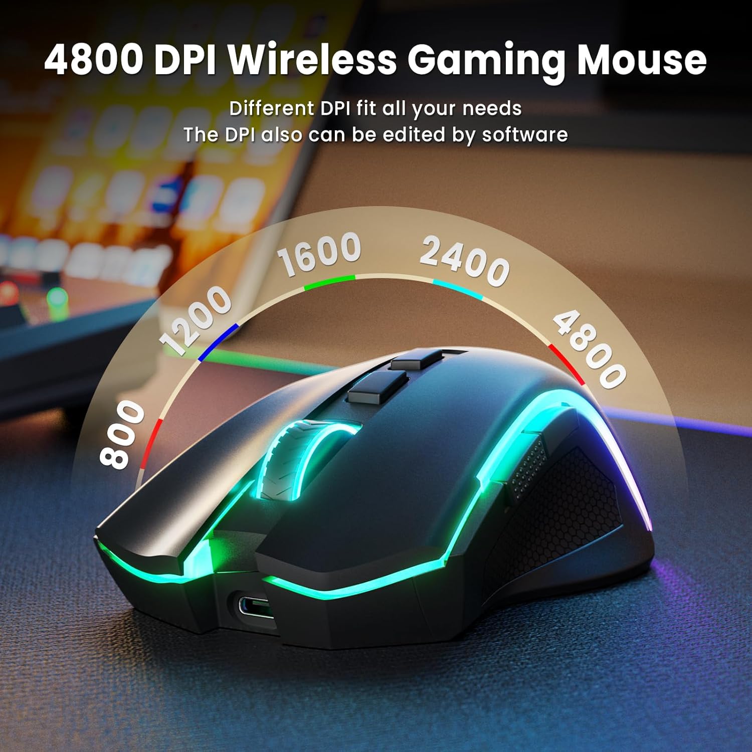 Detalle 2 de Redragon S101M-KS wireless keyboard 4800 DPI ⌨
