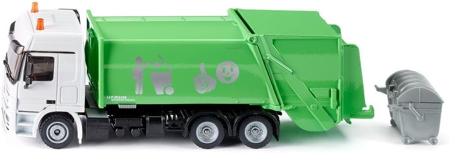 Detalle de SIKU 2938 śmieciarka Mercedes Actros 1:50, metalowo-plastikowa, zielono-biała