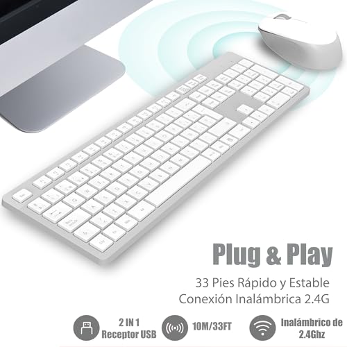 Detalle de LeadsaiL K786 teclado y ratón inalámbricos QWERTY español con teclado numérico
