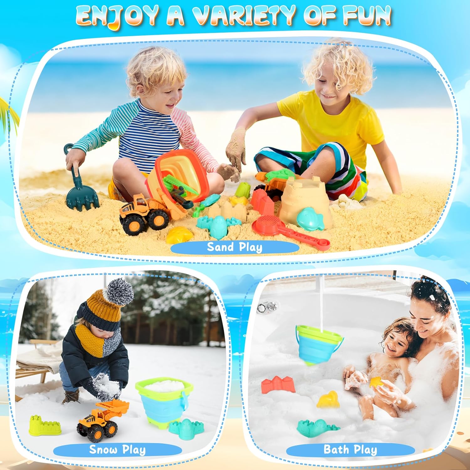 Thumbnail 4 de HUITEM Beach Sand Toys Set – 29-Piece Sandbox Kit for Creative Summer Fun