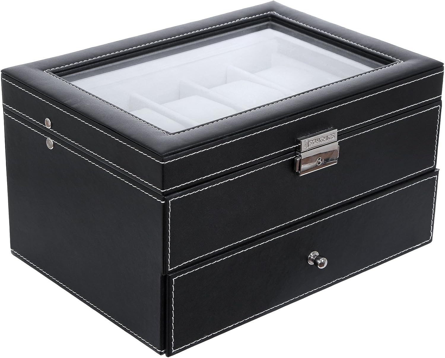 Detalle de SONGMICS BRIDIE JWB020V1 horlogebox voor 20 horloges met glazen deksel
