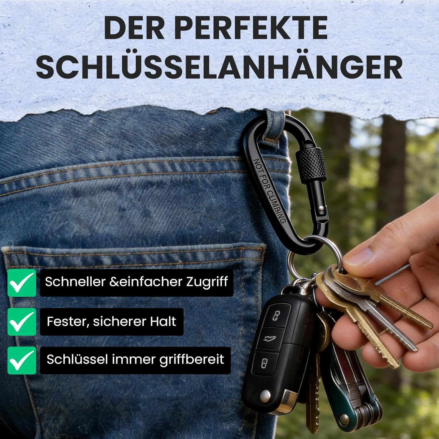 Detalle de Karabinerhaken klein 15 Stück – farbige Schraubkarabiner aus Aluminium, 75x35 mm