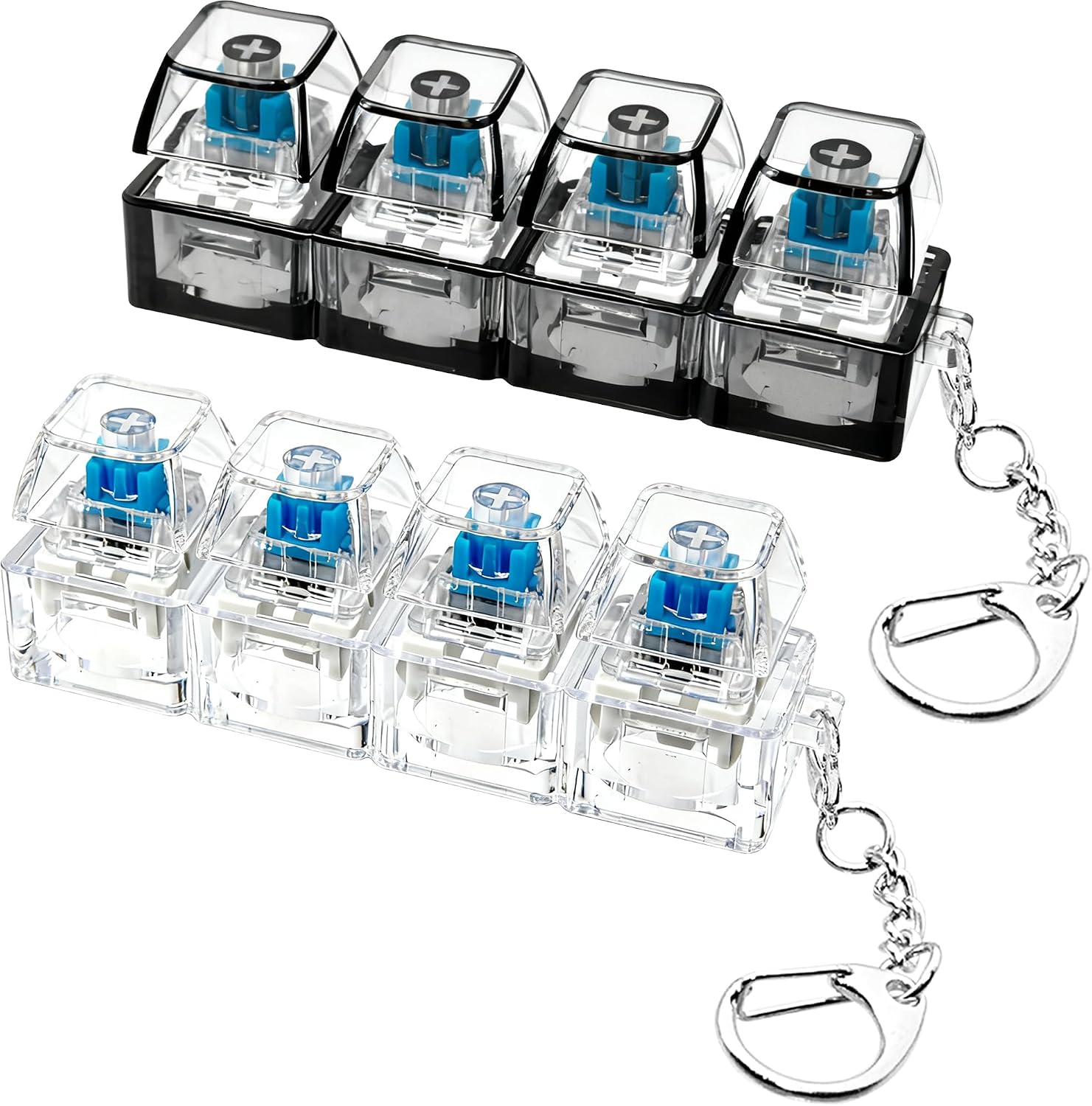 Thumbnail 6 de 2 PCS Keyboard Fidget Toy: 4-in-1 Keyboard Decompression Button Keychain (Blue & Pink)