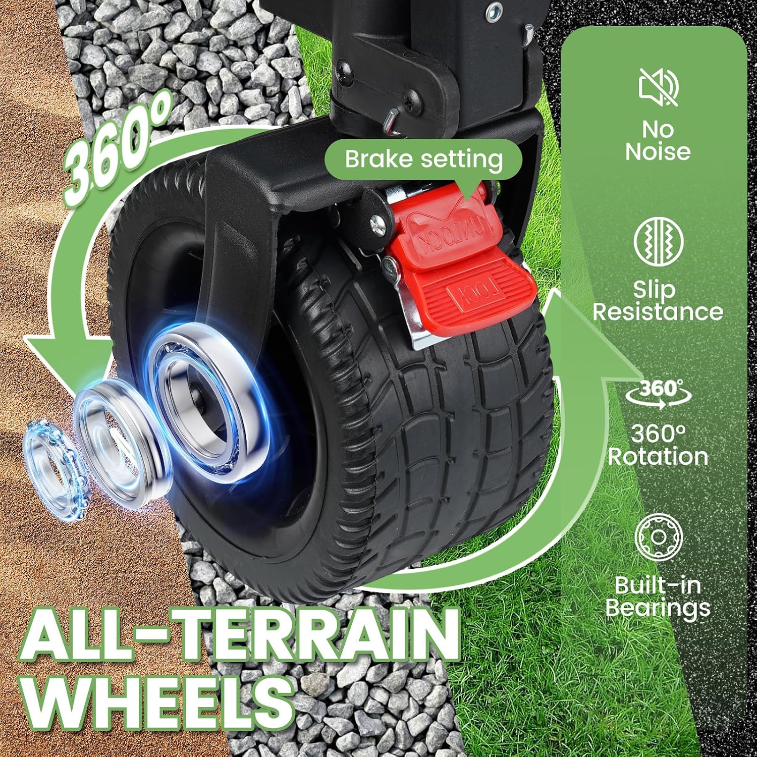 Detalle de SYOCYO SY-L Foldable Utility Wagon, 340L, 580-lb Capacity, All-Terrain Wheels