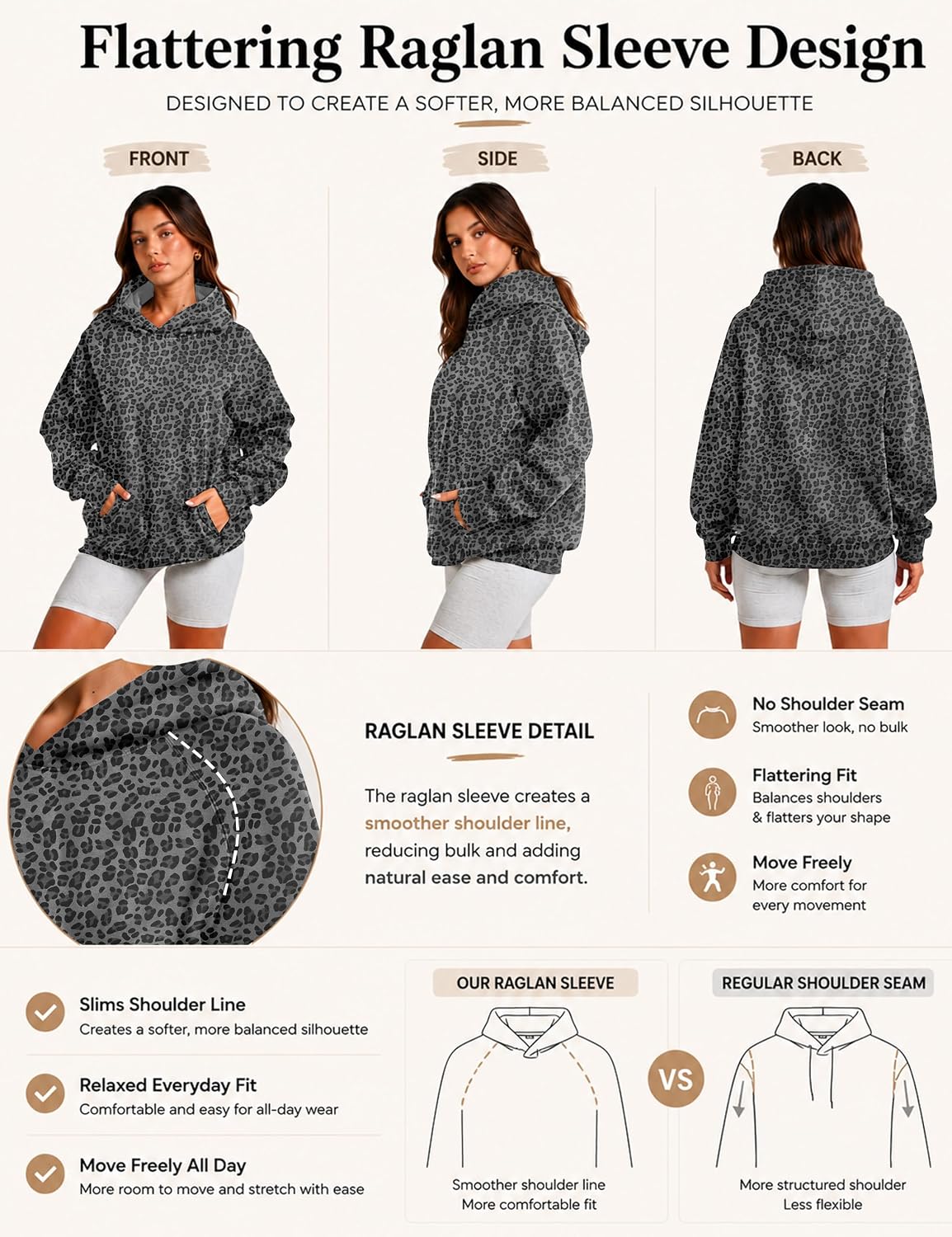Detalle 1 de Lauweion Fleece Leopard Oversized Hoodie