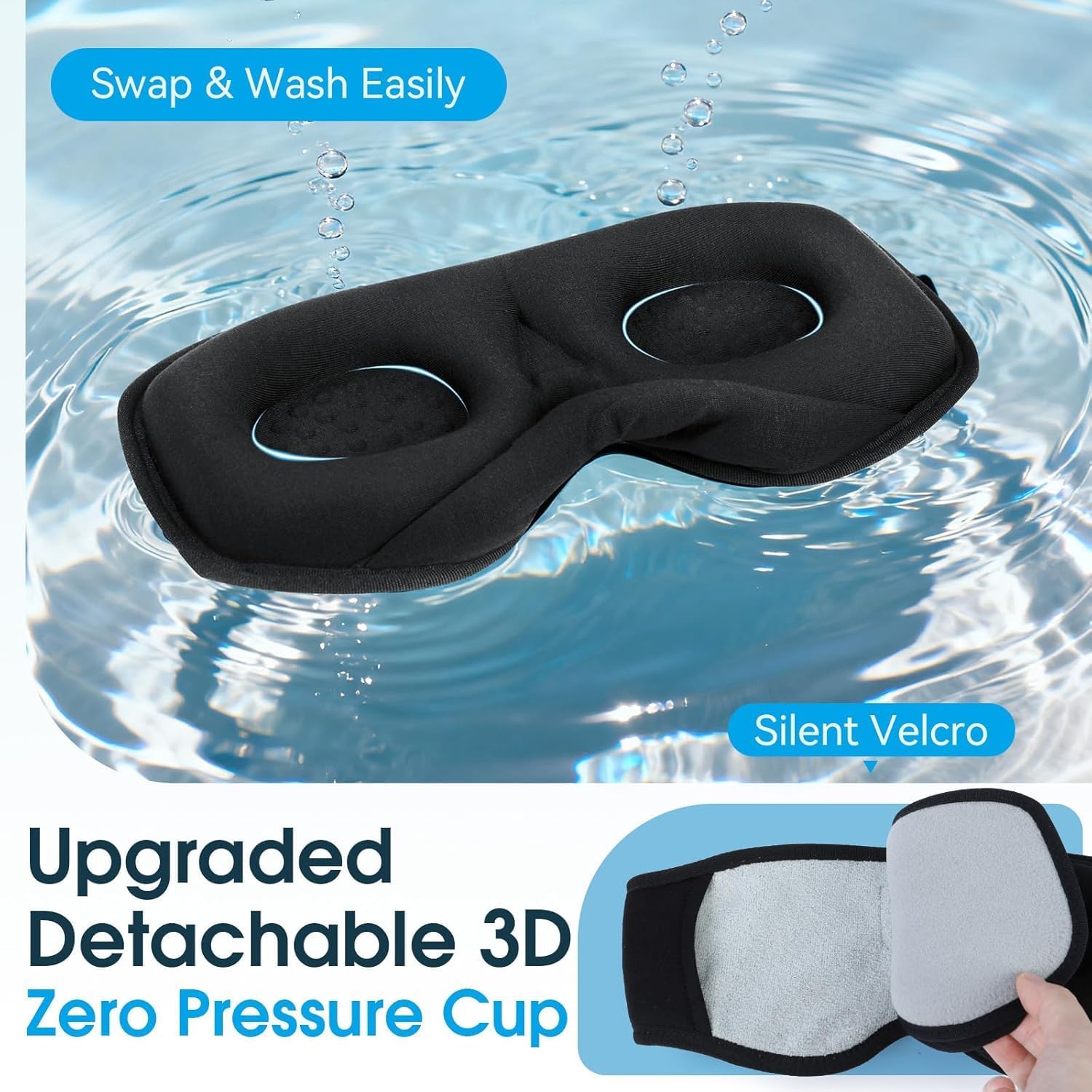 Thumbnail 4 de Love Eye Sleep Mask & Bluetooth Headphones Eye Mask (Bamboo Black)