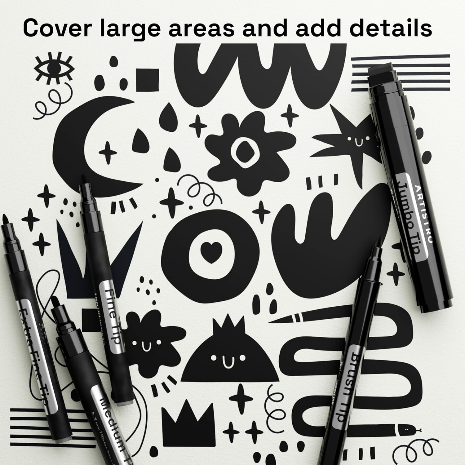 Thumbnail 5 de Artistro 5 Black Acrylic Paint Pens – Set of 5 for Rock Painting and More
