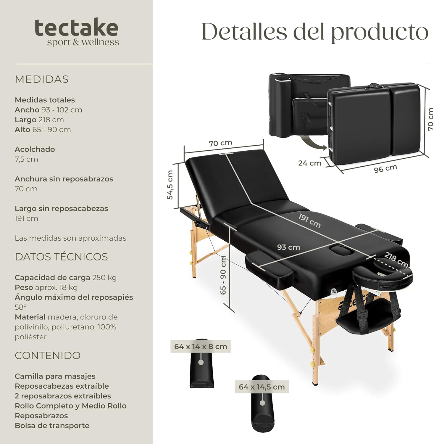 Thumbnail 6 de tectake Camilla Masaje Plegable 7,5 cm