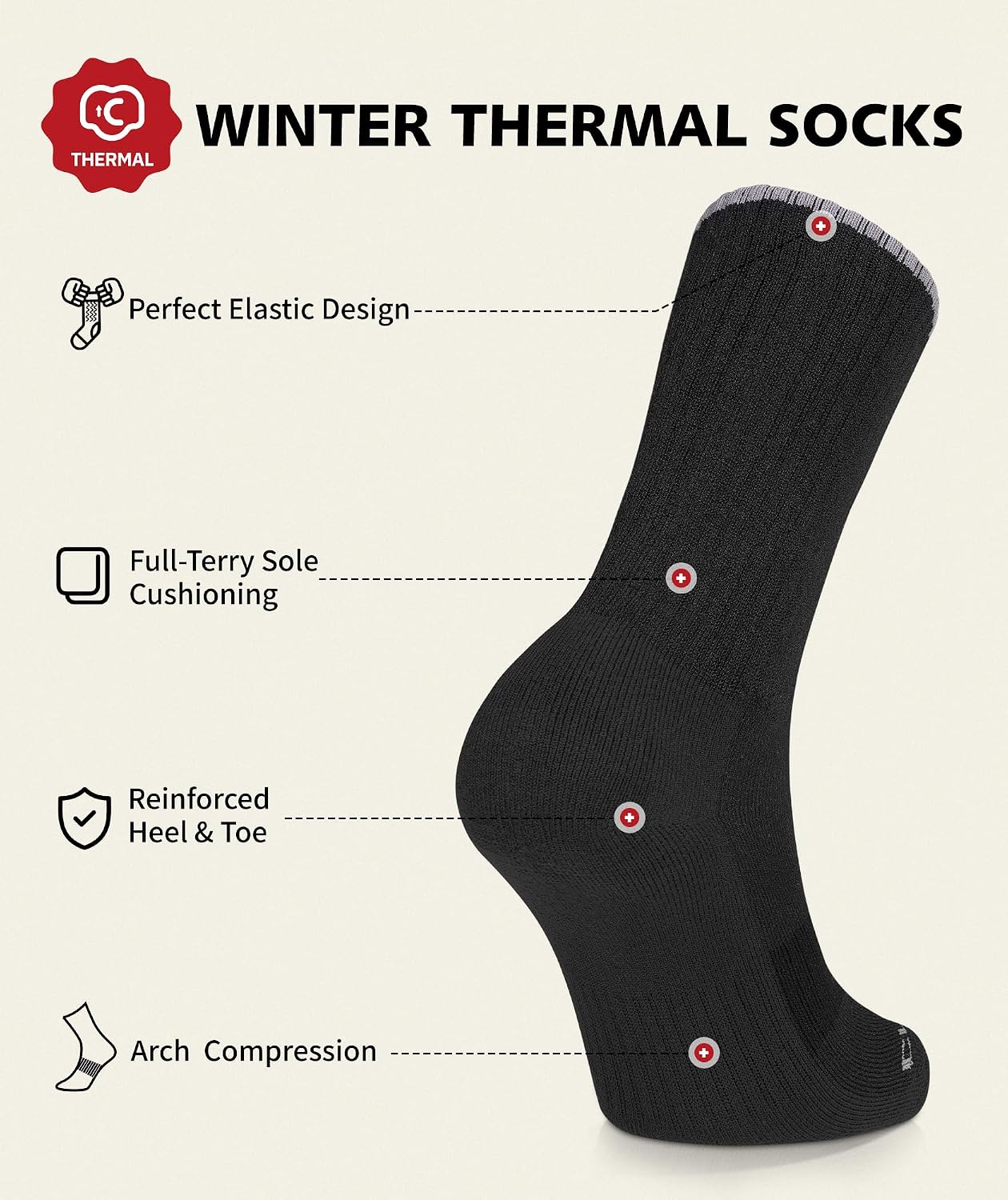Detalle 2 de CLOSEMATE 5 Paires Chaussettes Chaudes 39-50