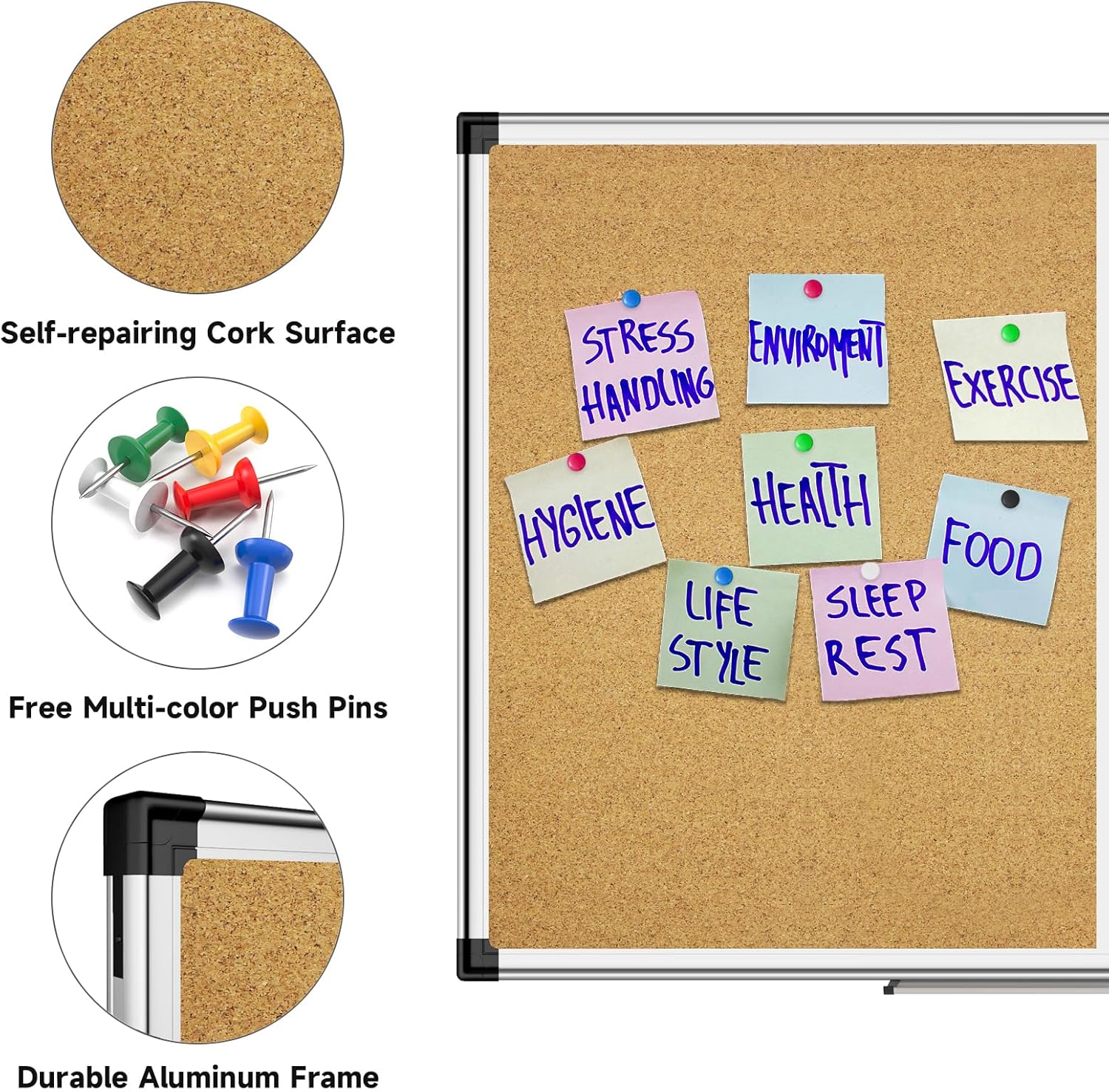 Thumbnail 2 de XBoard Magnetic White Board and Bulletin Corkboard Combination (36 x 24) with Aluminum Frame
