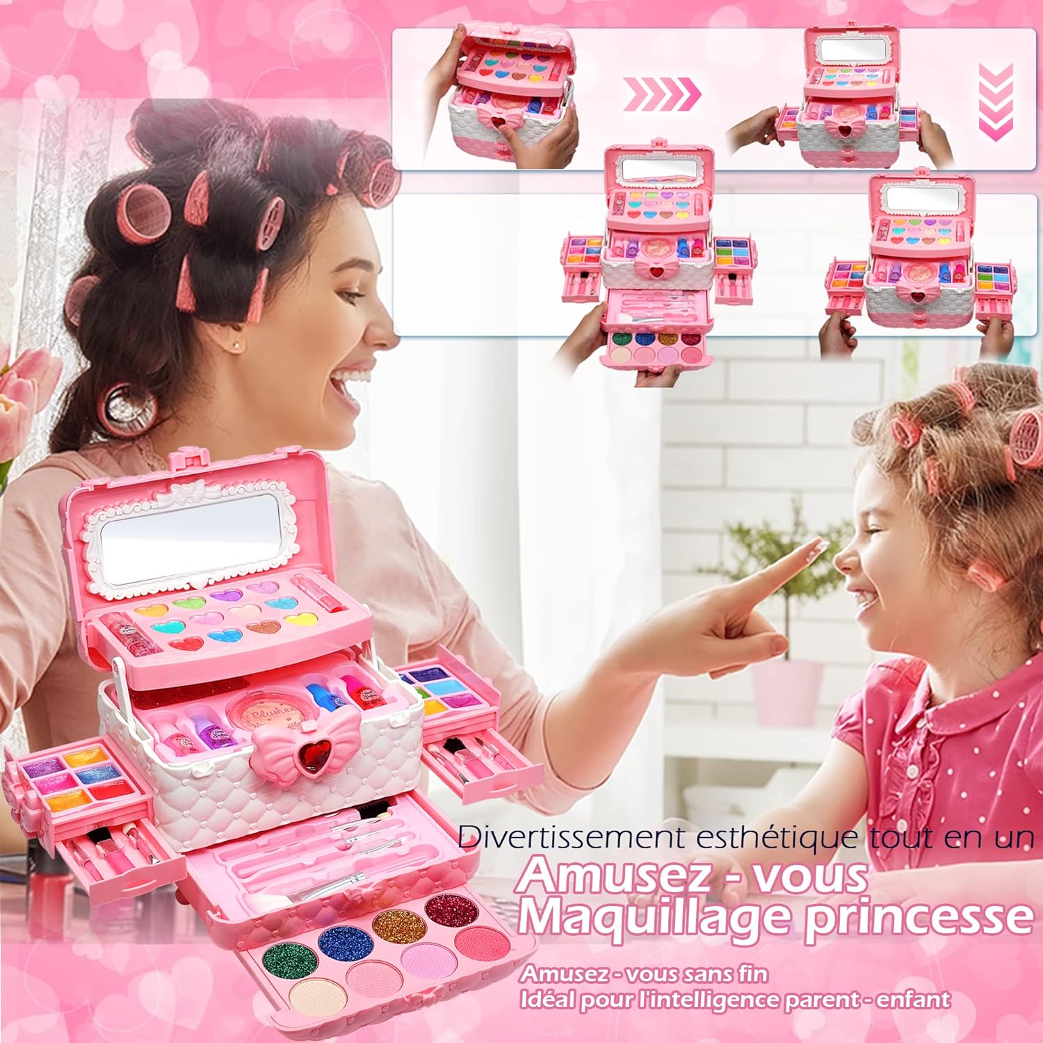 Thumbnail 3 de Kinderschminke Mädchen Set – 57-teiliges Schminkkoffer Spielzeug für 4–12 Jahre