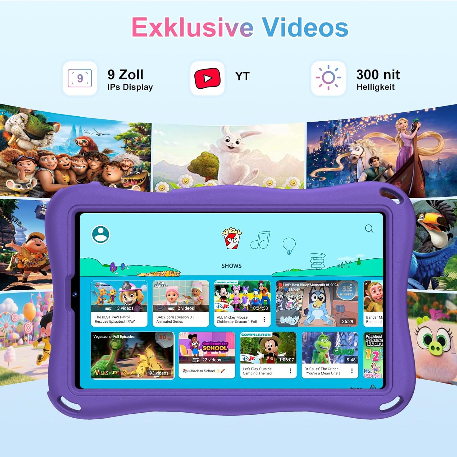 Thumbnail 5 de SUAAT 2026 Kinder-Tablet 9 Zoll (Android 15) mit 32 GB + 2 TB, 5G-WLAN, Gemini AI und Kindersicherung – Lila