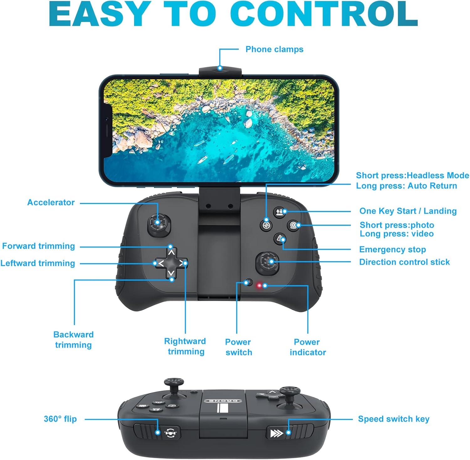 Thumbnail 5 de Foldable 1080P Camera Drone with 2 Batteries