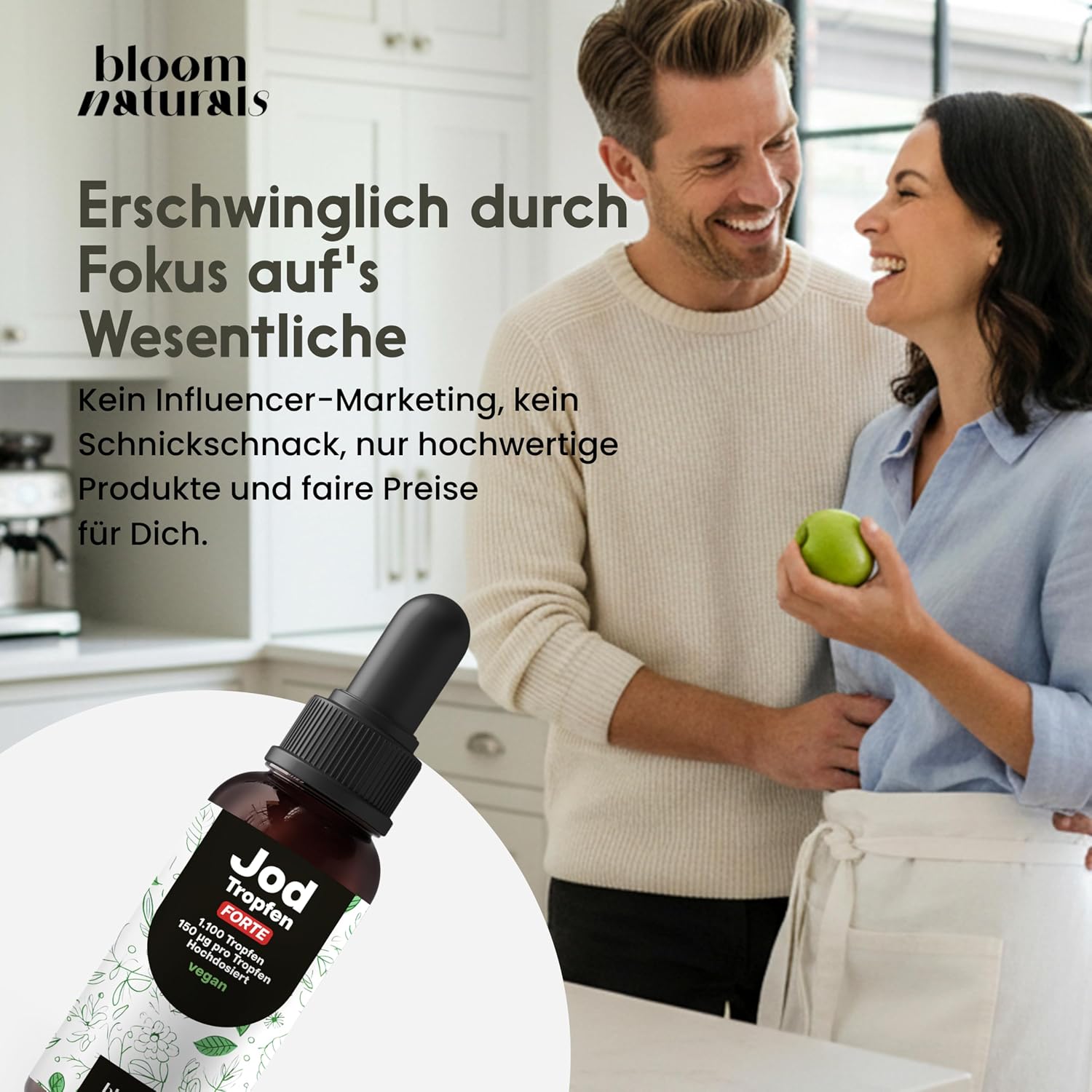 Detalle de Jod hochdosiert – 1.100 Tropfen Iod-Tropfen mit 150 µg pro Tropfen, vegan & in Deutschland produziert