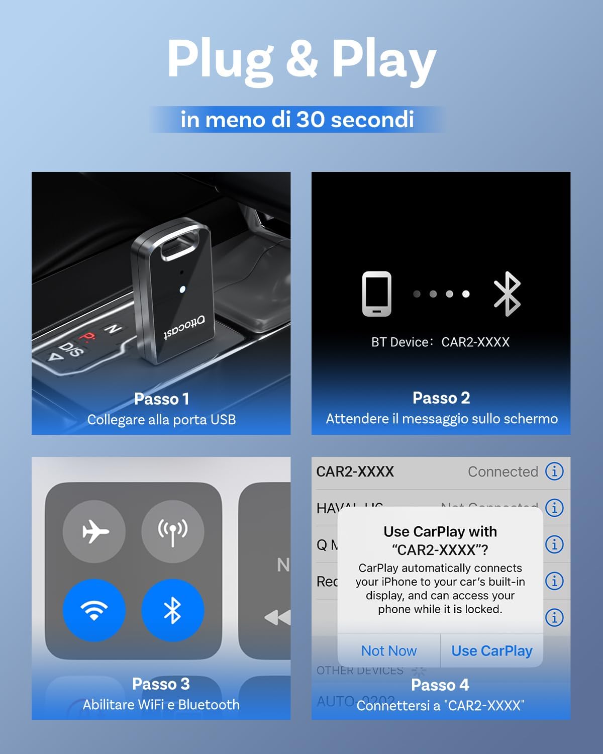 Thumbnail 5 de Ottocast Mini Edge 2025 Aggiornato: Adattatore Wireless 2 in 1 CarPlay & Android Auto per iOS 10+ e Android 11+