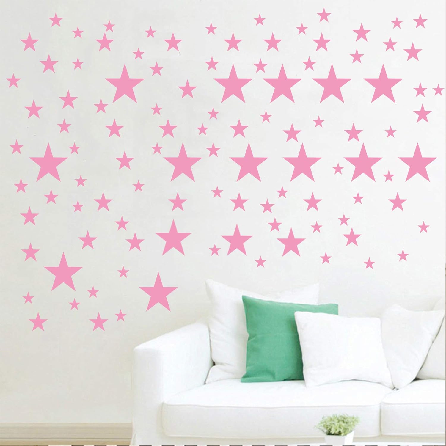 Thumbnail 1 de Quanyuchang 110Pcs Stars Wall Decal Vinyl Sticker (Pink) – Removable Nursery and Kids’ Room Décor