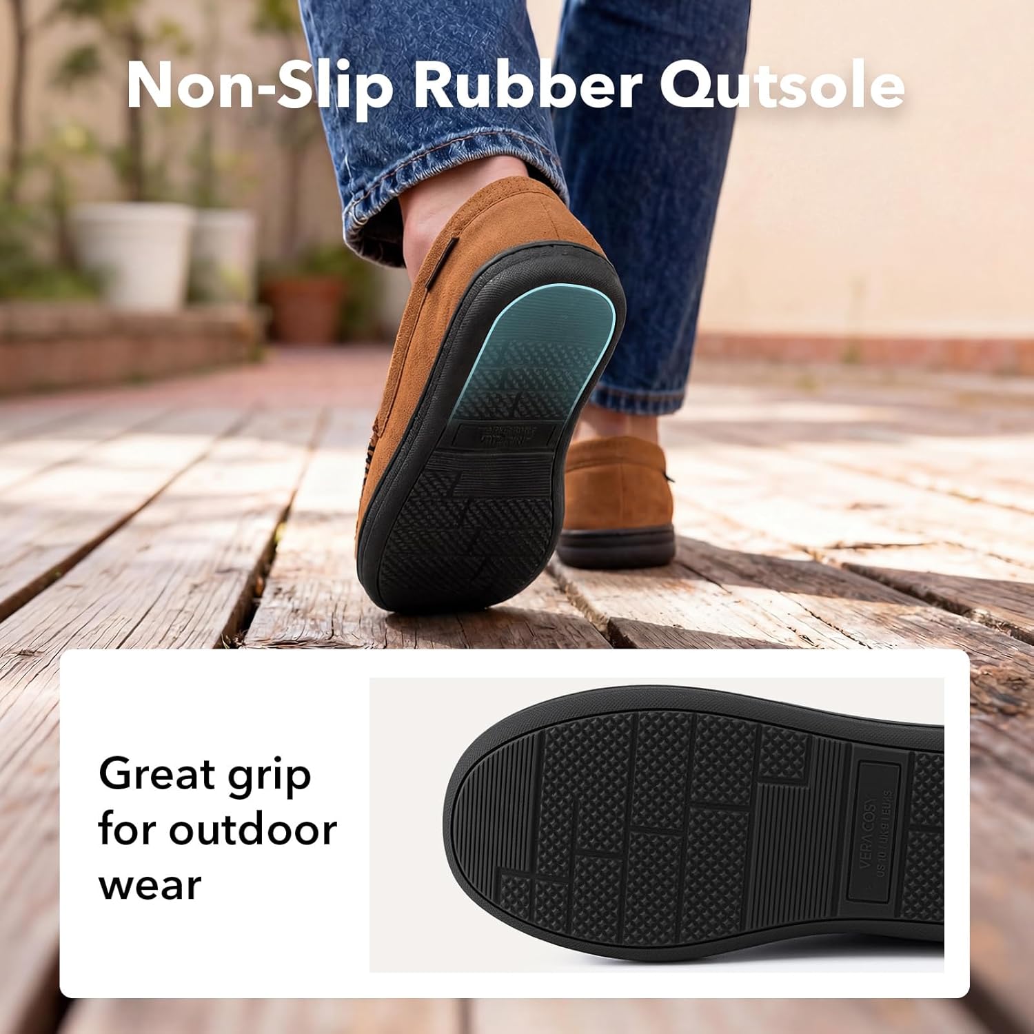 Thumbnail 6 de VeraCosy Men's Comfy Suede Memory Foam Moccasin Slippers with Sherpa Lining and Anti-Skid Sole