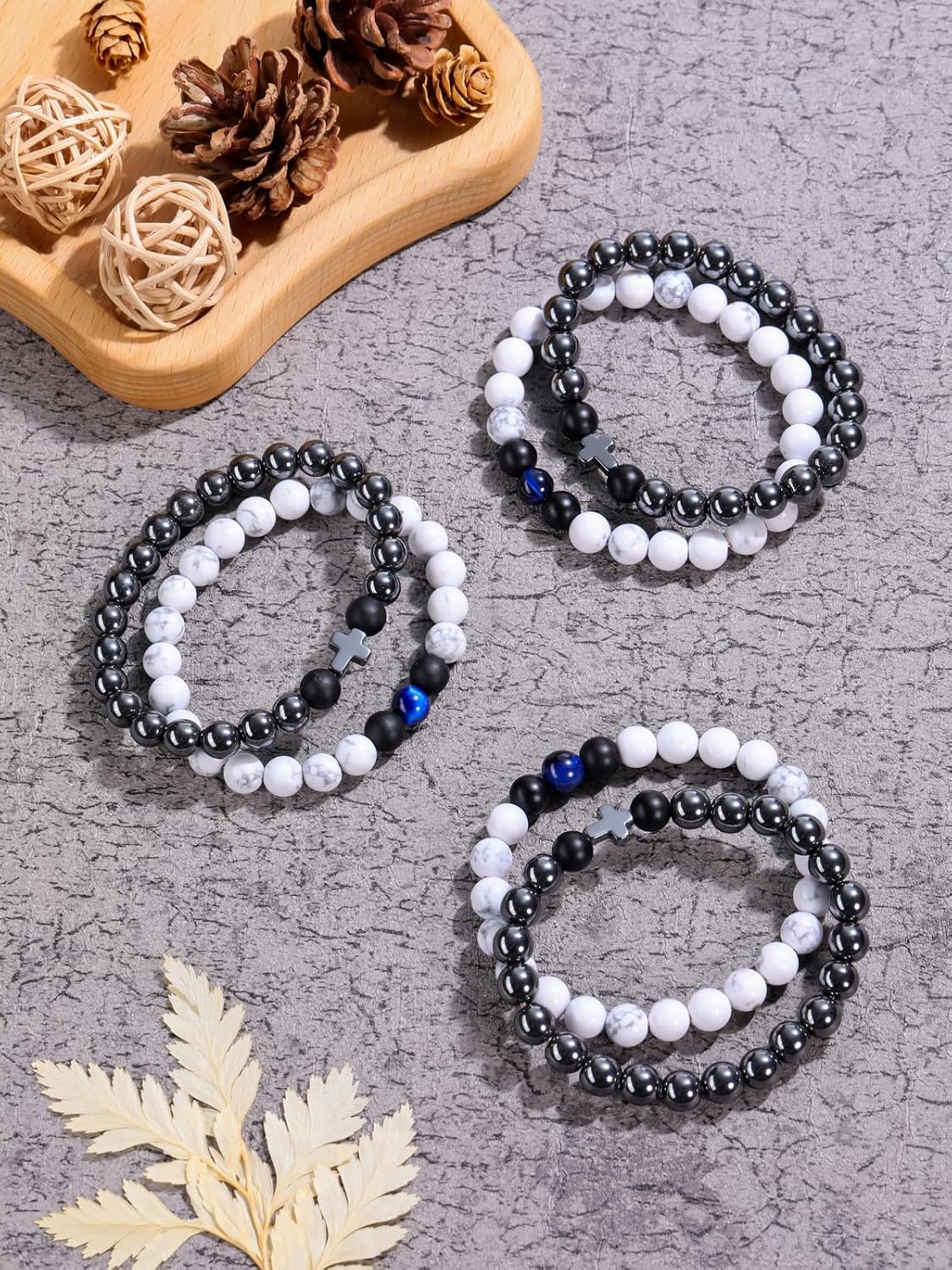 Detalle 2 de JSDDE Tiger Eye Bracelet For Men: Natural Stone Bead Set