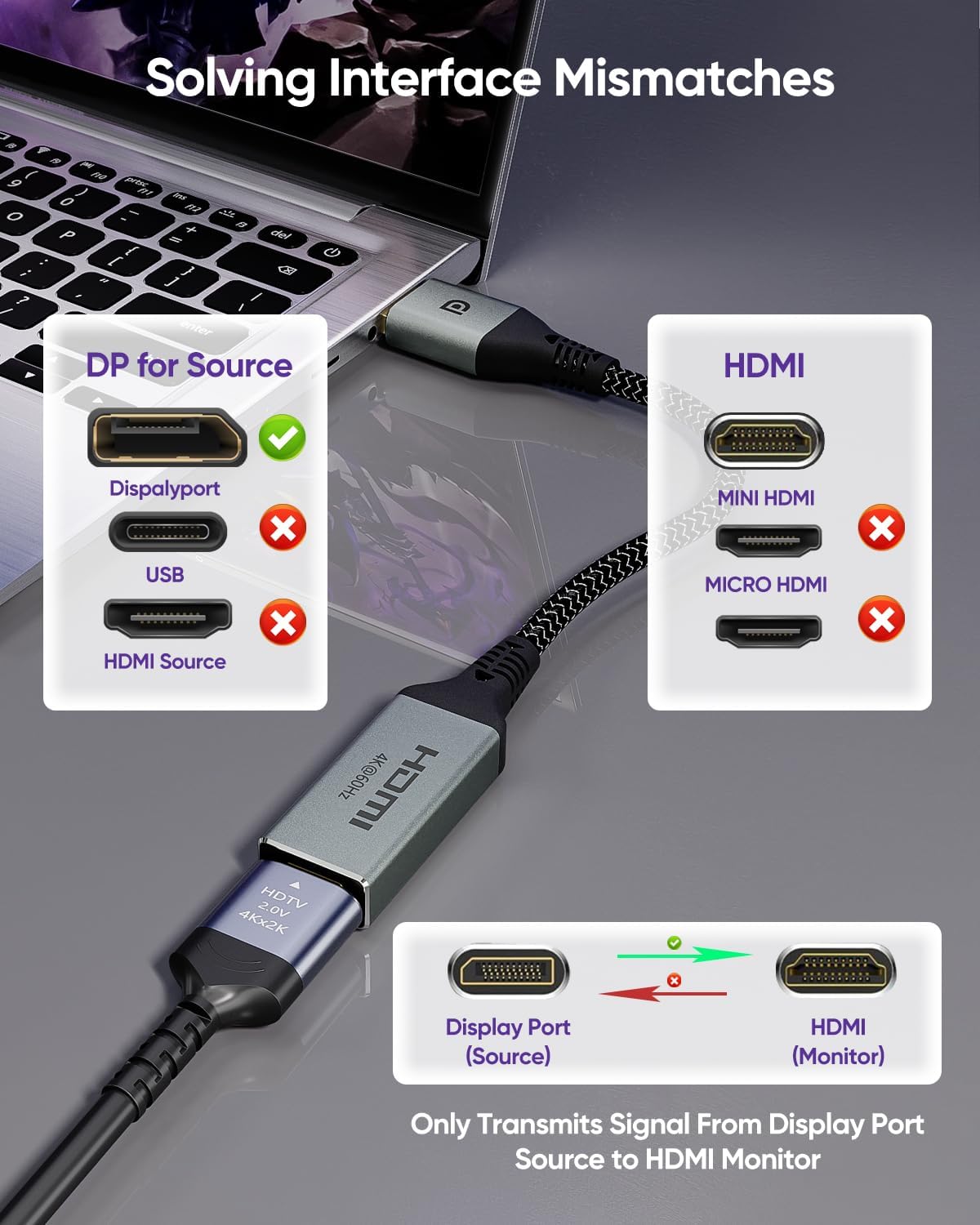Detalle de 4K DisplayPort to HDMI Adapter for 120Hz
