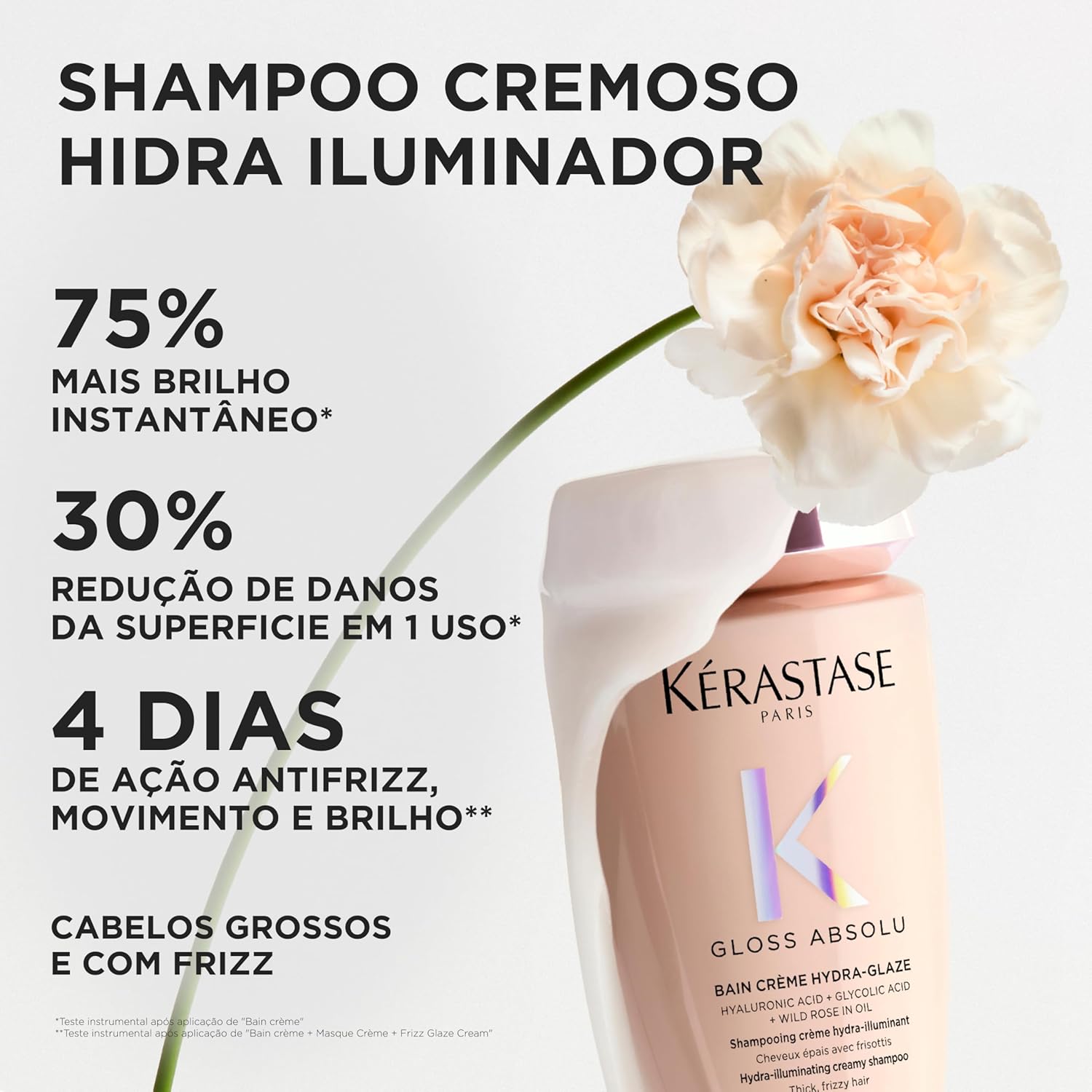 Detalle de Kérastase Gloss Absolu Bain Crème Hydra-Glaze Shampoo: Hydration, Shine and Curl Definition