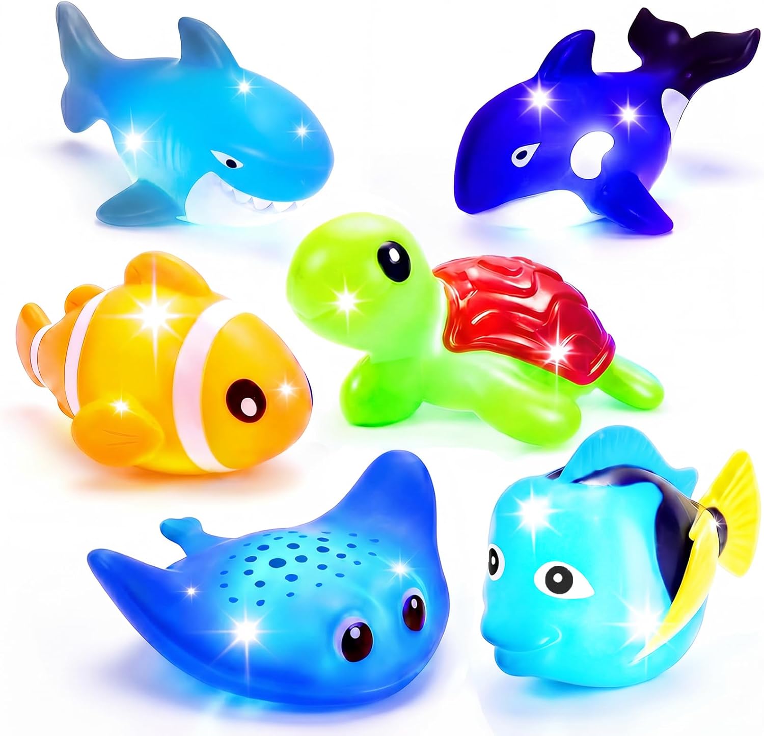 Detalle de Light Up Bath Toys – Mold-Free No-Hole, Water-Activated LED Ocean Animal Bath Toys (Water Table/ Bathtub/ Shower)