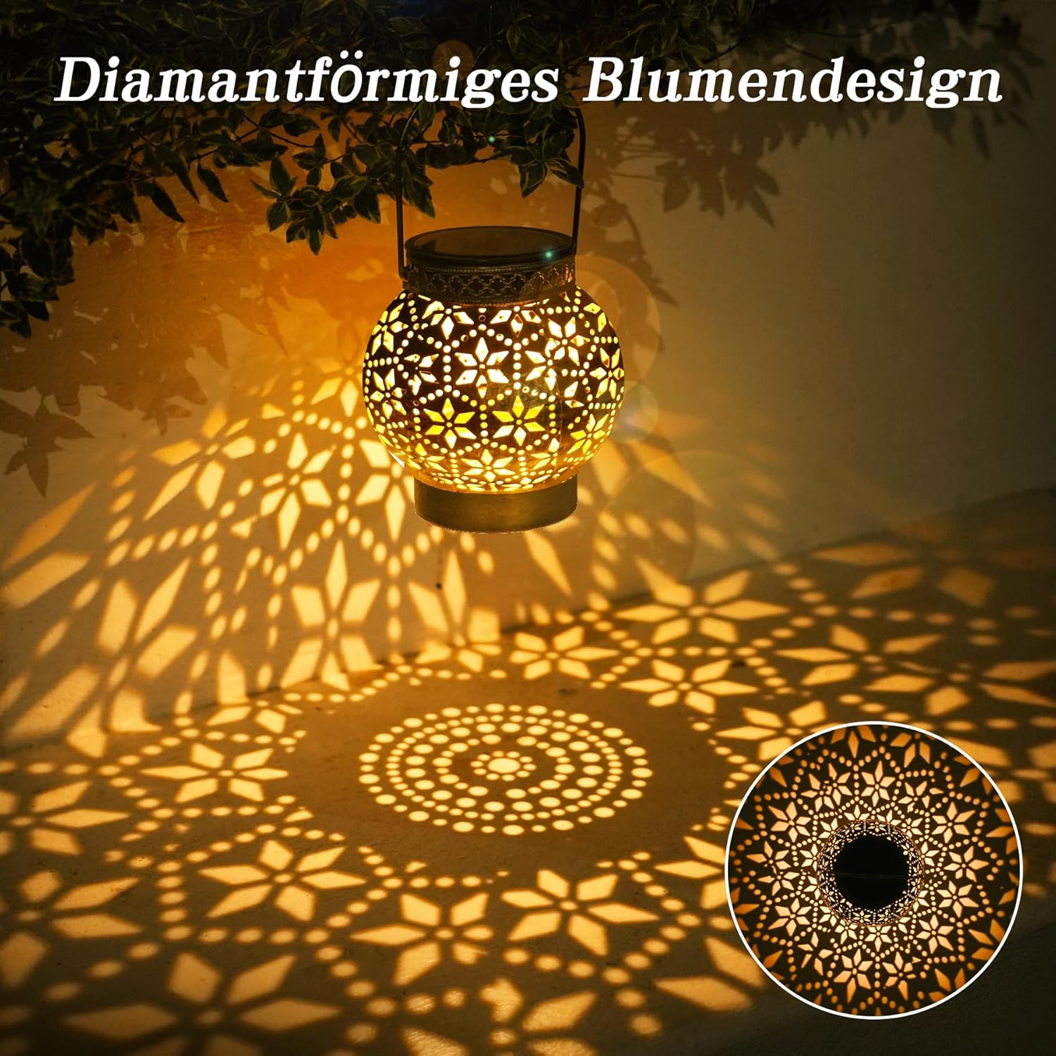 Thumbnail 2 de 4 Stück Solarlampen für Außen Garten (Bronze) – Metall-Solarlaternen mit IP65, romantische LED-Dekoration für Terrasse und Balkon