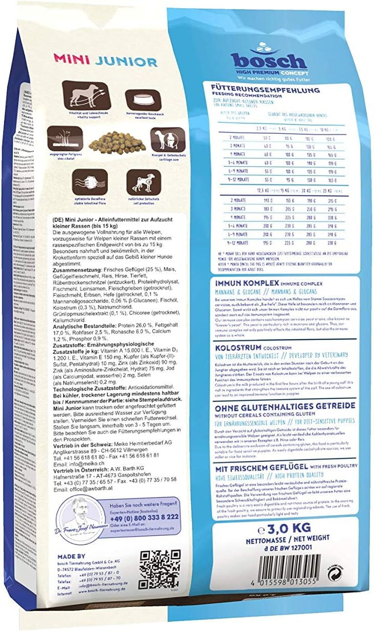 Detalle 2 de bosch HPC Mini Junior – Trockenfutter für Welpen kleiner Rassen (bis 15 kg) 1 x 3 kg