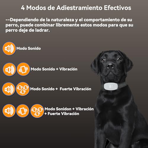 Thumbnail 3 de Meloive Collar Antiladridos para Perros con 8 Niveles de Sensibilidad y 4 Modos de Estimulación